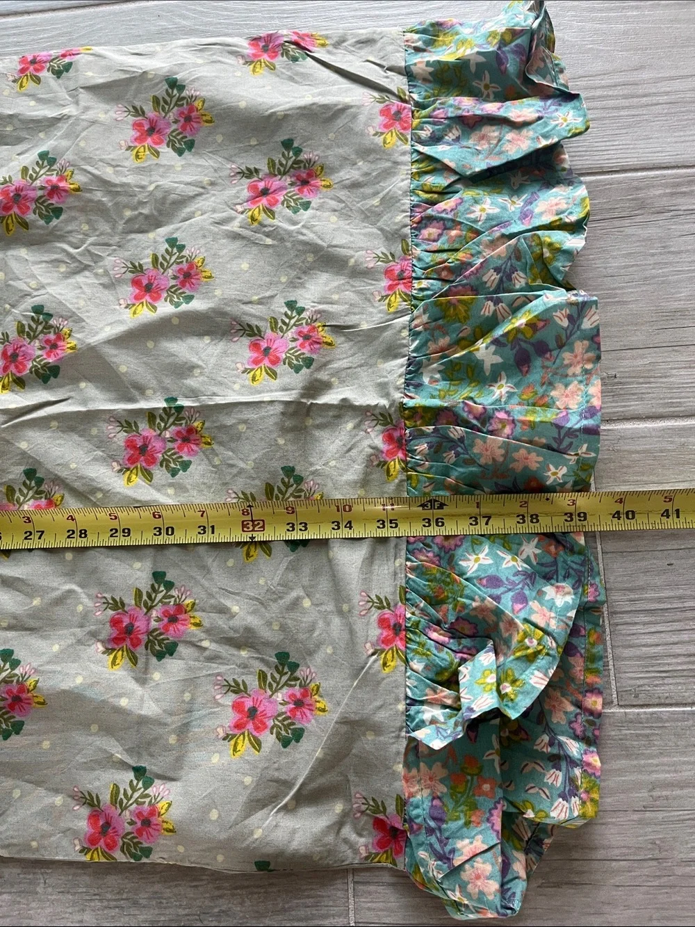 2 Natural Life king Grey Nora floral polkadot Boho pillowcases contrast ruffle